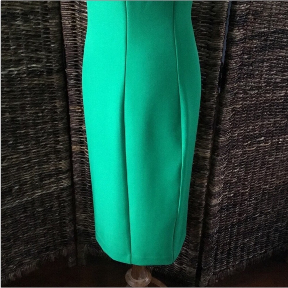 BADGLEY MISCHKA NWT GREEN SHORT SKEEVE DRESS BACK ZIP SHOULDER BUTTONS DETAIL - Picture 5 of 12